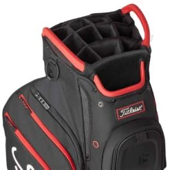 Titleist 2022 Cart 15 Cart Bag -COB Golf Club Shop titleist 2022 cart 15 cart bag black black red top itempicture